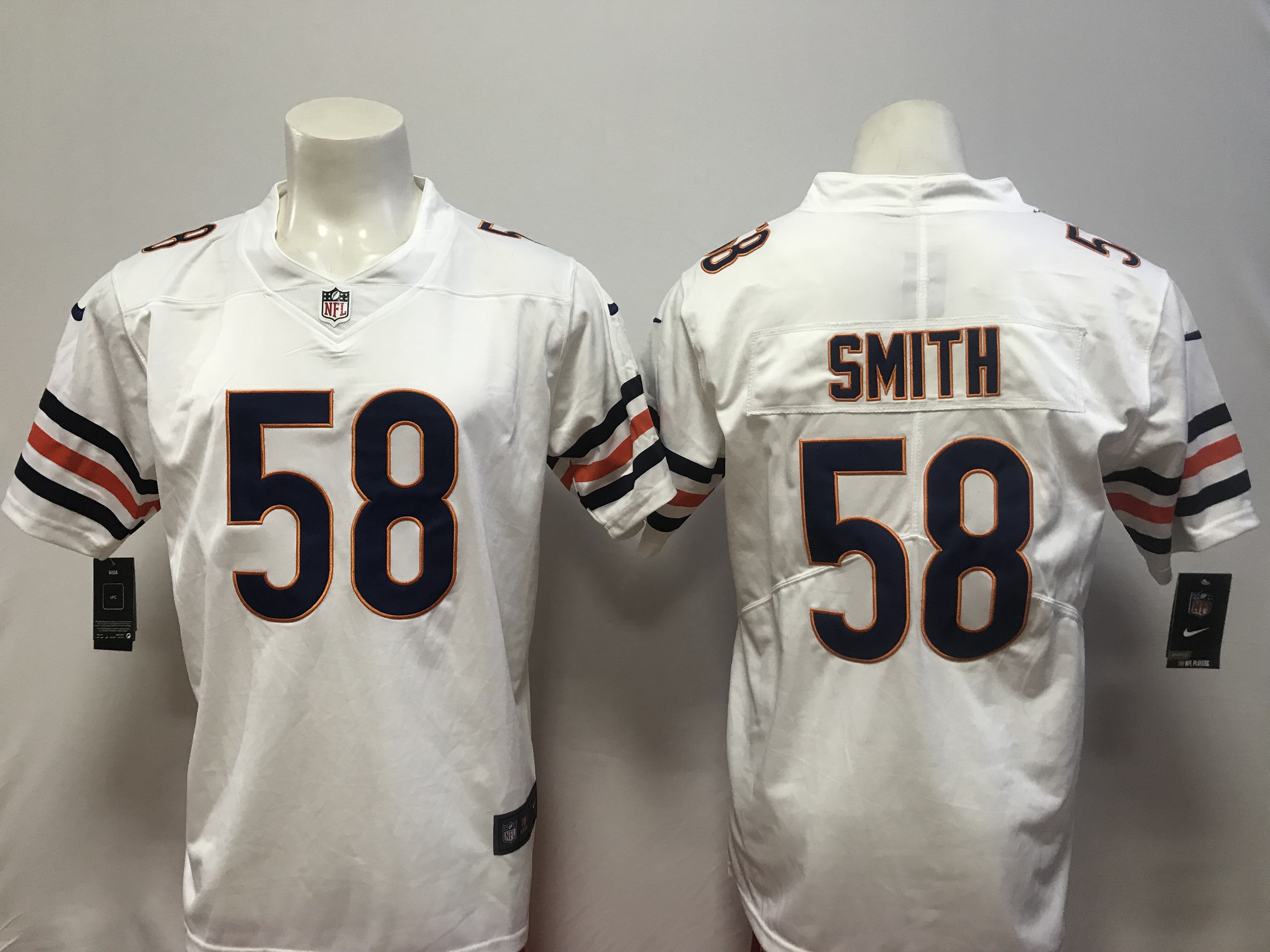 Men Chicago Bears 58 Smith White Vapor Untouchable Player Nike Limited NFL Jerseys